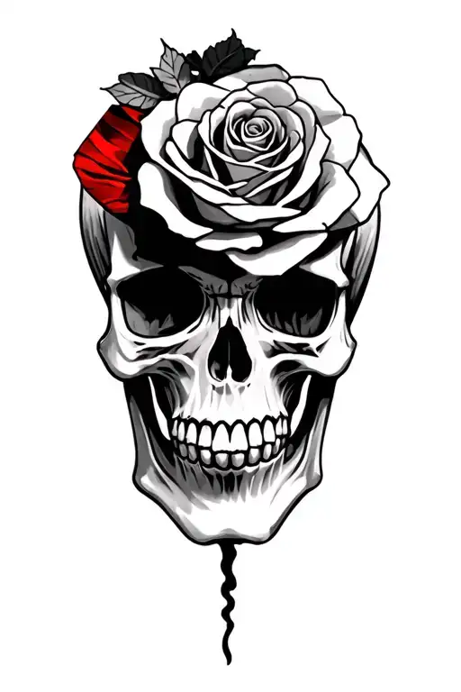 rose skull rebel flag together  tattoo design idea