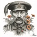 lest we forget with poppy's soldier standing tattoo design idea