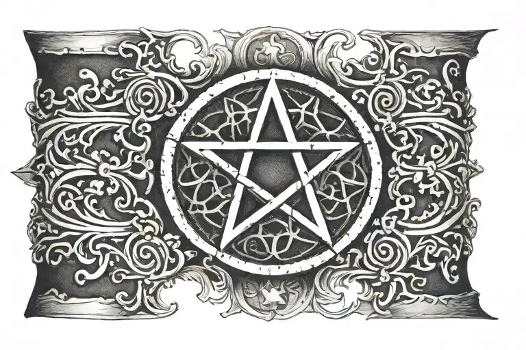 cuff pentagram witch evil tattoo design idea