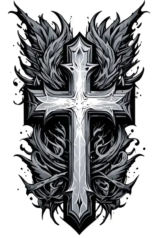 cyber sygilism cross tattoo tattoo design idea
