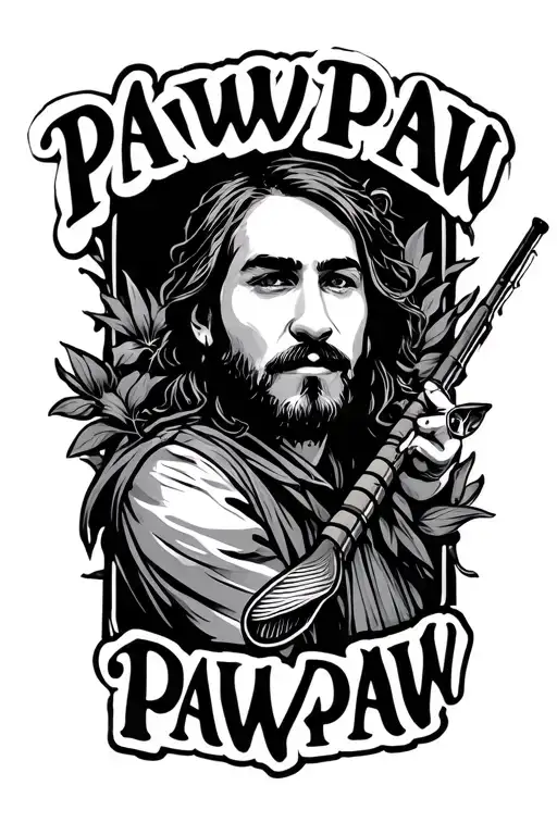 "Pawpaw" Fishing Pole tattoo design idea