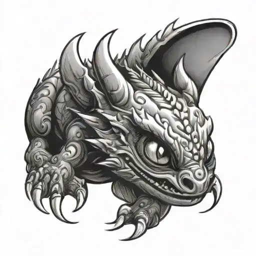 toothless curled tattoo design idea