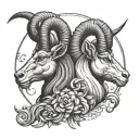 close up tattoo of Capricorn and Aries looking horizontally in opposite directions  tattoo design idea