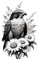 buzzard and daisies tattoo design idea