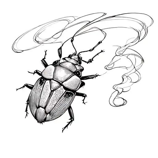 june bug and wind blowing smoke rings tattoo design idea