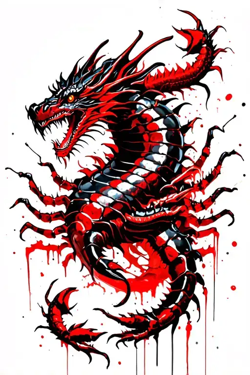 dragon and scorpion intertwined tattoo design idea