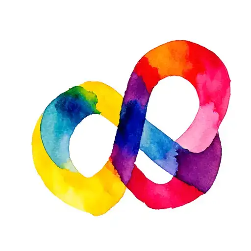 polyamory symbol (heart with infinity symbol) in bisexual flag colours tattoo design idea