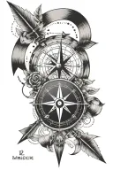 1. This compass and arrow 2. Elongated like this one and using the extra line along the arrow, the circles and dots 3. U tattoo design idea