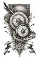 1. This compass and arrow 2. Elongated like this one and using the extra line along the arrow, the circles and dots 3. U tattoo design idea