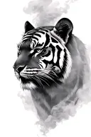 tiger head from side view surrounded by smoke fog tattoo design idea