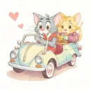 tom and jerry, and mr bean with the car tattoo design idea