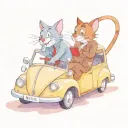tom and jerry, and mr bean with the car tattoo design idea