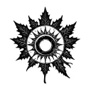 sun with maple leaf shaped like tattoo design idea