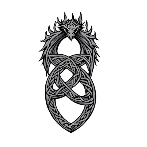 Celtic Dragon shield knot intertwined tattoo design idea