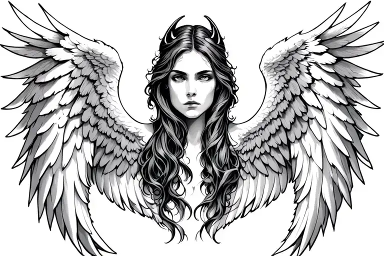 angel half demon wings tattoo design idea