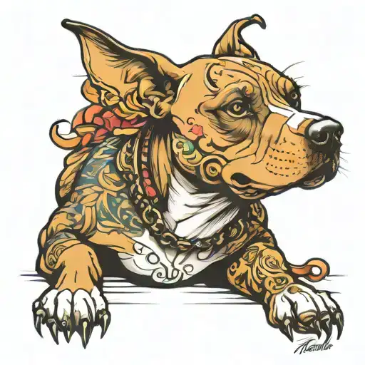 pitbull dog tattoo design idea