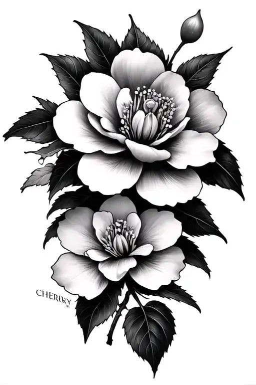 Cherry Blosson flower japan tattoo design idea