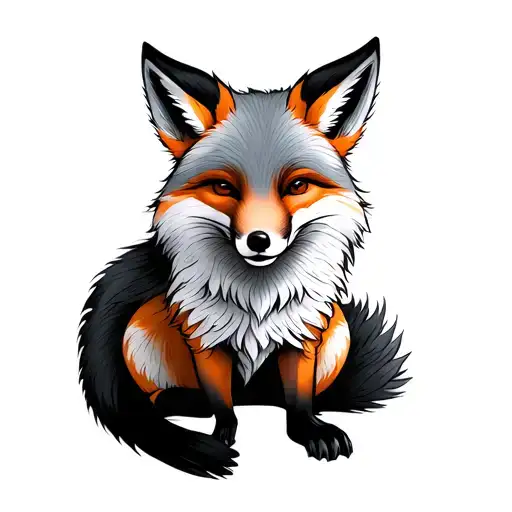 fox sat patting stomach tattoo design idea