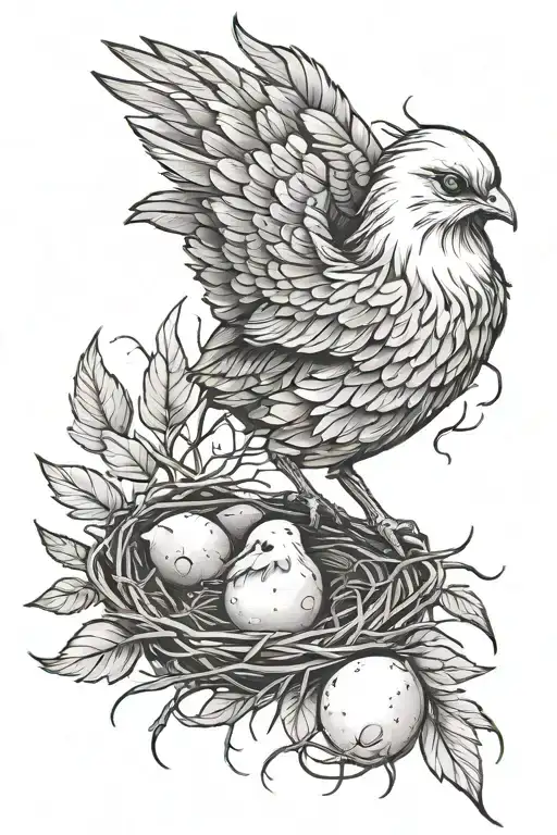 the chick flies away from the nest tattoo design idea