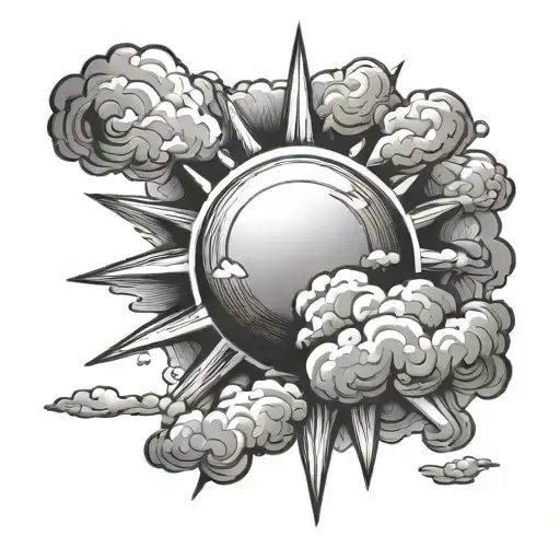 sun shining through clouds tattoo design idea
