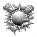 sun shining through clouds tattoo design idea