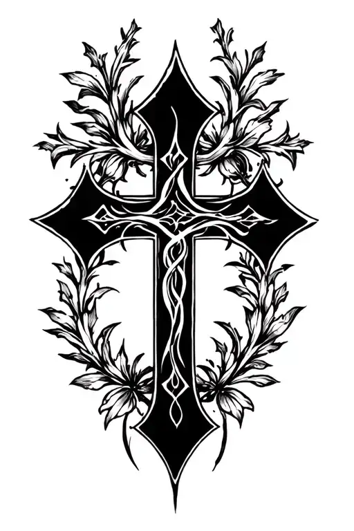 amazing grace cross surrounded tattoo design idea