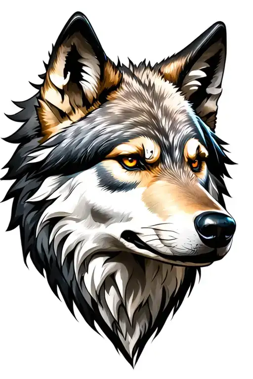 wolf head evil and good tattoo design idea