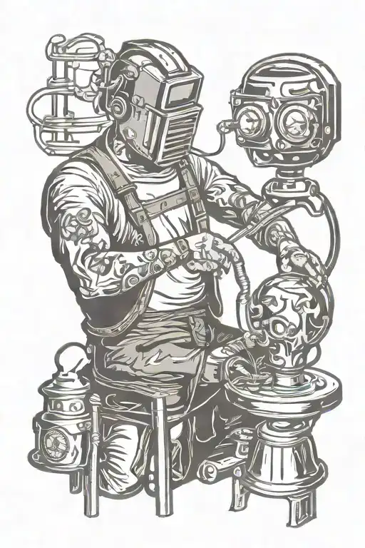 welder welding tattoo design idea