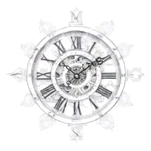 broken Roman numeral clock tattoo design idea