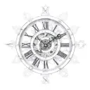 broken Roman numeral clock tattoo design idea