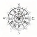 broken Roman numeral clock tattoo design idea