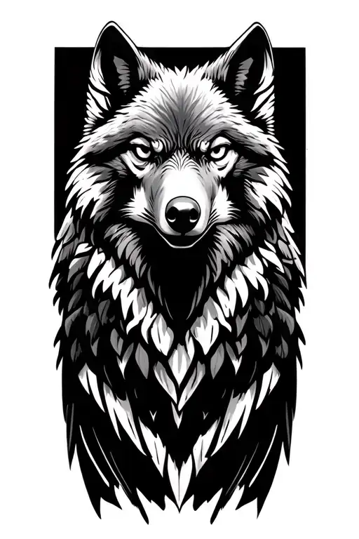 Wolf Eagle Mountain tattoo design idea