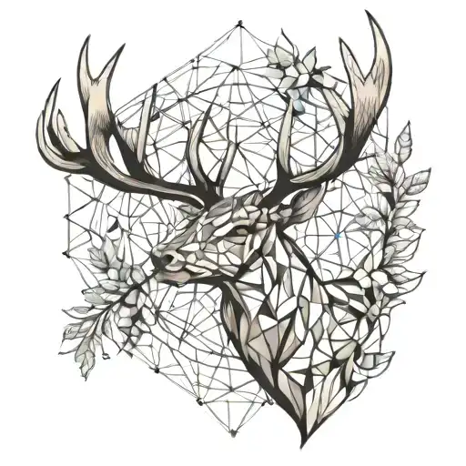 Deer antlers and wings and freedom tattoo design idea