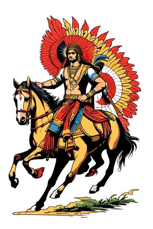 mahabharat warrior riding tattoo design idea
