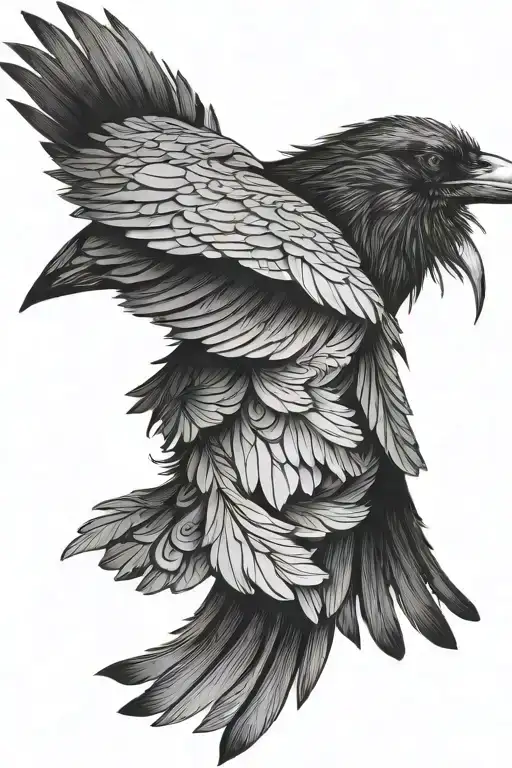 raven with soul leaving the body tattoo design idea