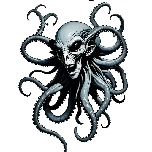 horror alien male with tentacles tattoo design idea