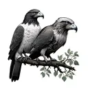Myrtle tree dove and eagle sitting tattoo design idea