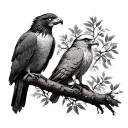 Myrtle tree dove and eagle sitting tattoo design idea