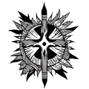 Filipino and Polynesian tribal tattoo with Philippine sun, cross, and shark all incorporated  tattoo design idea