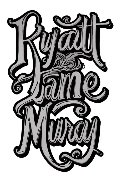 "Ryatt Jane Murray " script tattoo design idea