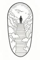 stairs to heaven with little boy tattoo design idea
