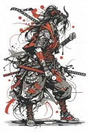 demon samurai girl tattoo design idea