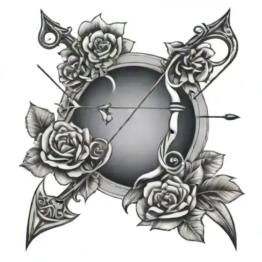 libra zodiac sign bow and arrow tattoo design idea