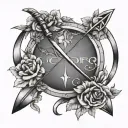 libra zodiac sign bow and arrow tattoo design idea