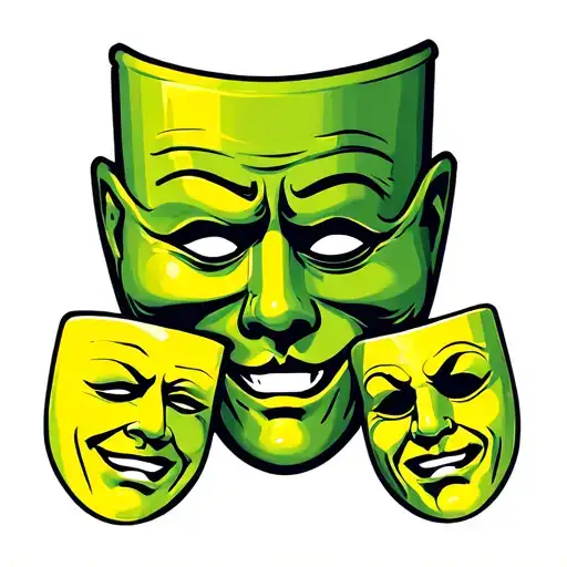 drama masks tragedy and comedy tattoo design idea