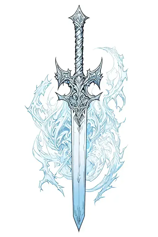 Frostmourne world of warcraft tattoo design idea