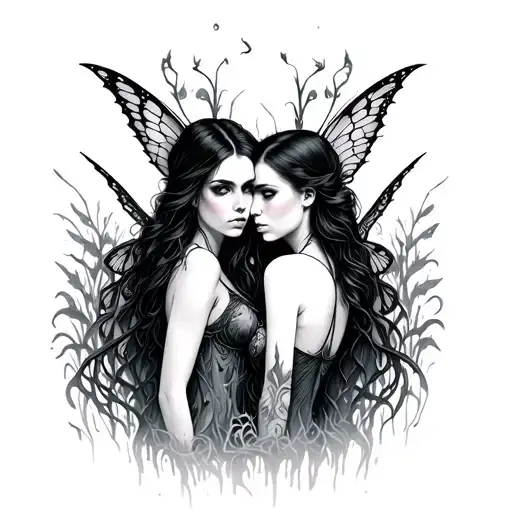 lesbian swamp fairies tattoo design idea