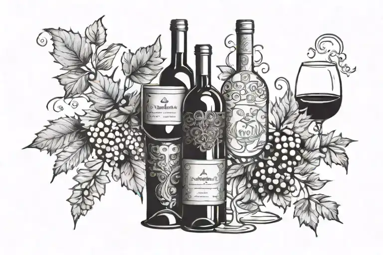 november 19 large wine tattoo design idea