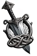 Irish Dagger with a celtic solomons knot as the guard  tattoo design idea