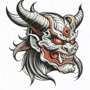 oni demon mask tattoo design idea